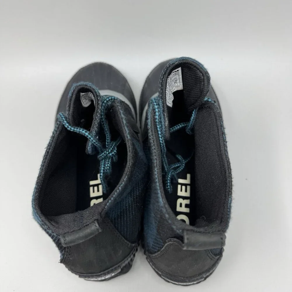 Sorel Womens Out N About Plus Duck Boots Size 8 Black Teal Plaid Waterproof
